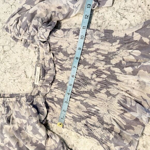 Mustard Seed Boho Floral Angel Wing Blouse Top Small Cropped Stretch - Picture 12 of 13